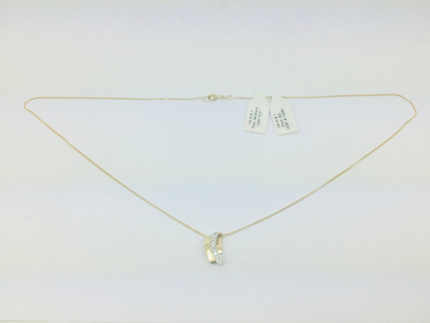 10k Yellow and White Gold Round Cut 28pt Diamond Necklace and Earring Set