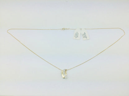 10k Yellow and White Gold Round Cut 28pt Diamond Necklace and Earring Set