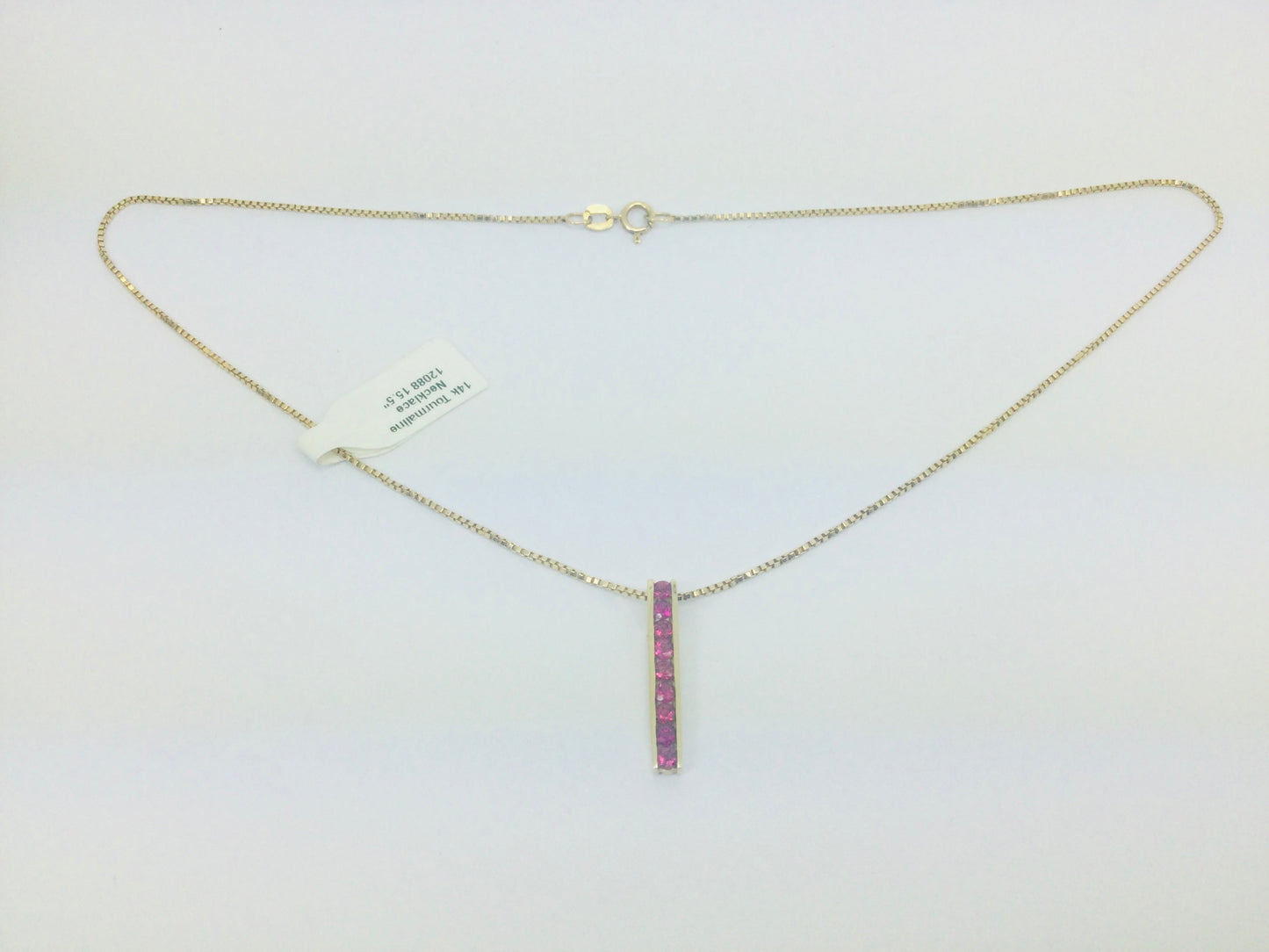 14k Yellow Gold Round Cut 45pt Tourmaline Necklace