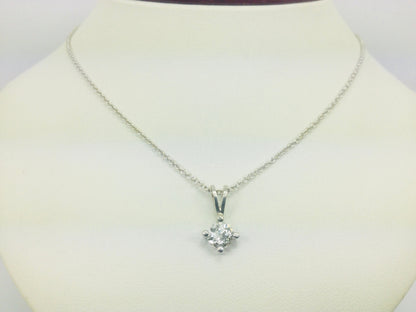 14k White Gold Round Cut 0.5ct Diamond Solitaire Necklace