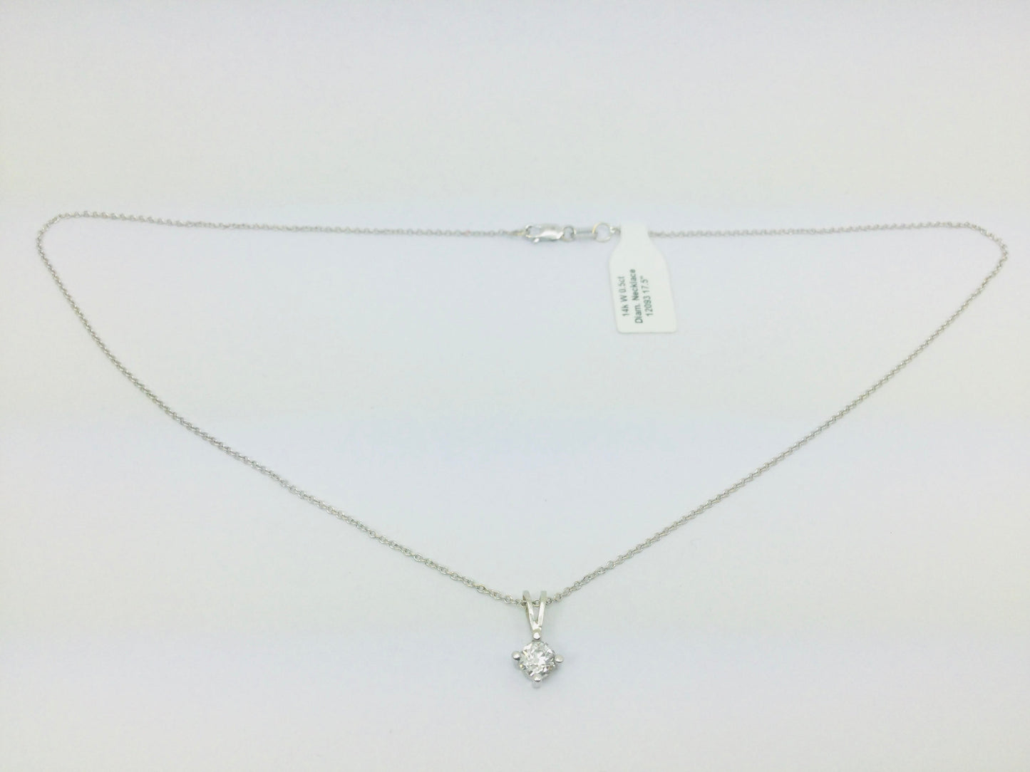 14k White Gold Round Cut 0.5ct Diamond Solitaire Necklace