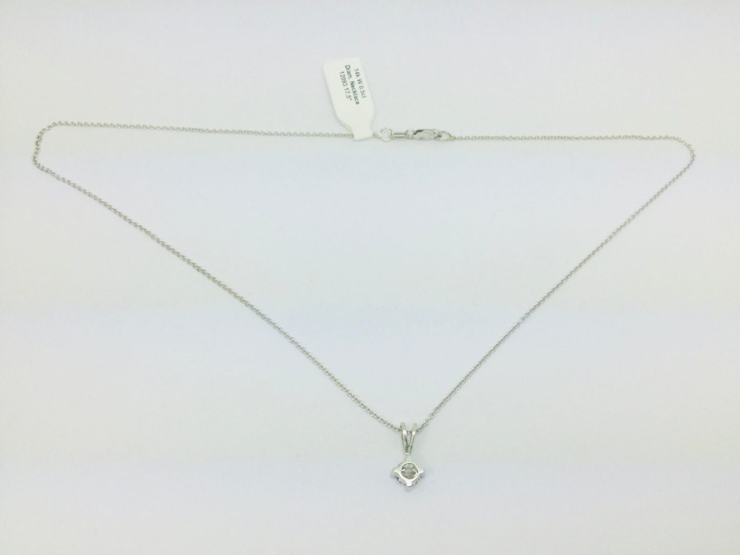 14k White Gold Round Cut 0.5ct Diamond Solitaire Necklace