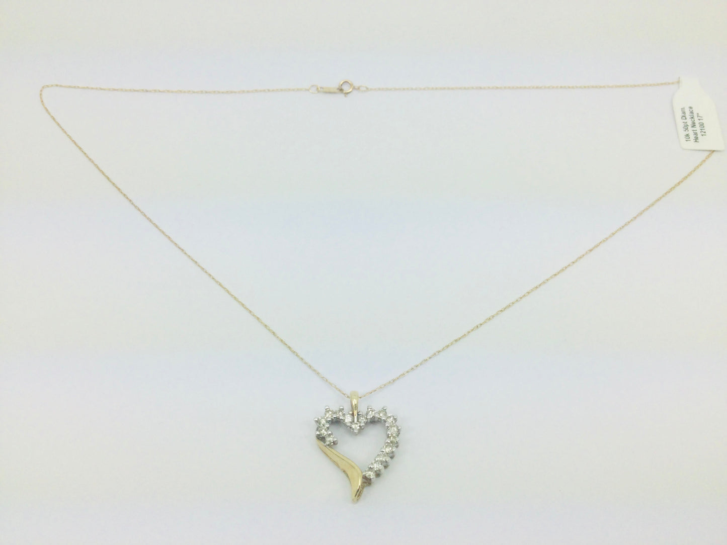 10k Yellow Gold Round Cut 50pt Diamond Heart Necklace