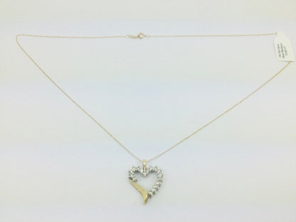 10k Yellow Gold Round Cut 50pt Diamond Heart Necklace