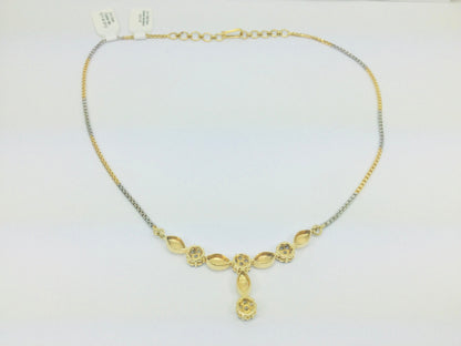 21k Yellow and White Gold Round Cut 1.32ct Diamond Cluster Necklace and Earring Set