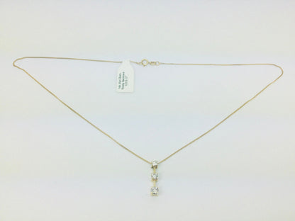 14k Yellow Gold Round Cut 0.45ct Diamond Trinity Row Set Necklace