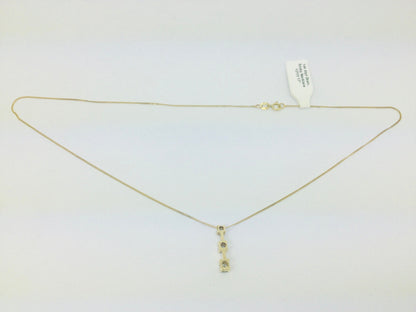 14k Yellow Gold Round Cut 0.45ct Diamond Trinity Row Set Necklace