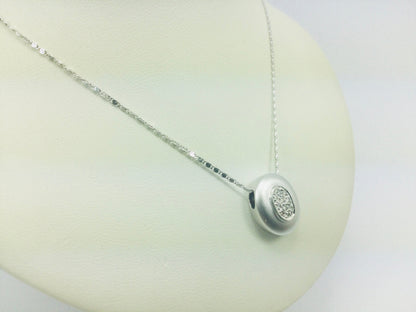18k White Gold Round Cut 10pt Diamond Cluster Necklace and Ring Set