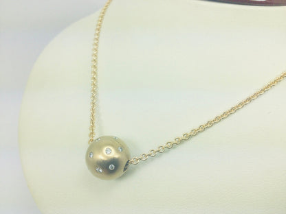 10k Yellow Gold Round Cut 0.27ct Diamond Ball Necklace