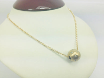 10k Yellow Gold Round Cut 0.27ct Diamond Ball Necklace
