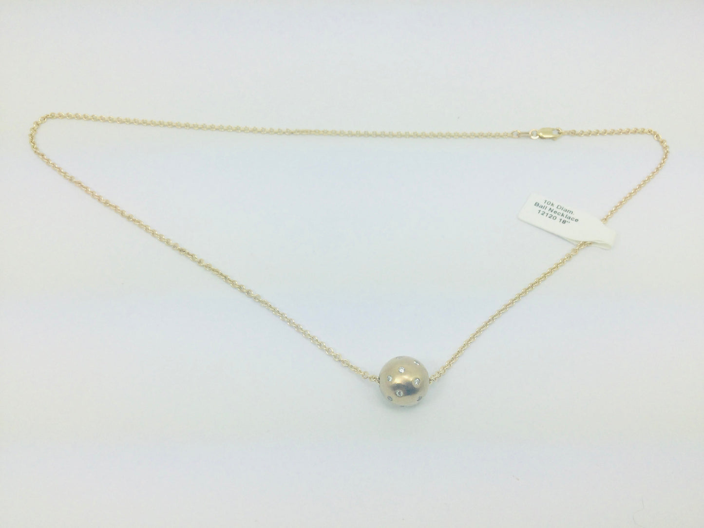 10k Yellow Gold Round Cut 0.27ct Diamond Ball Necklace