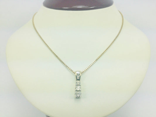 10k Yellow Gold Round Cut 0.50ct Diamond Trinity Row Set Necklace