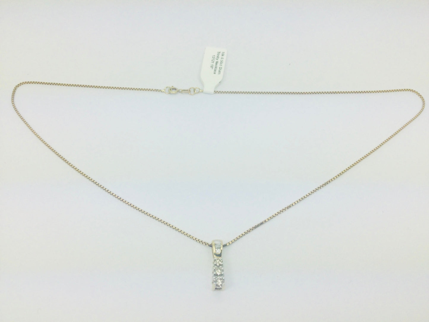 10k Yellow Gold Round Cut 0.50ct Diamond Trinity Row Set Necklace