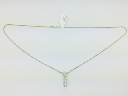 10k Yellow Gold Round Cut 0.50ct Diamond Trinity Row Set Necklace
