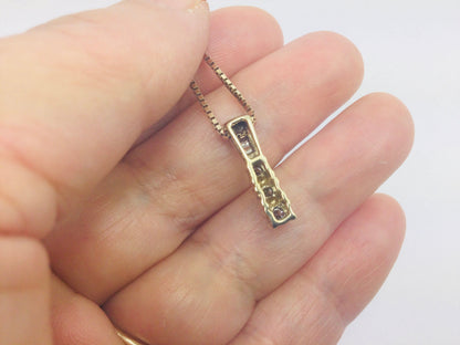 10k Yellow Gold Round Cut 0.50ct Diamond Trinity Row Set Necklace