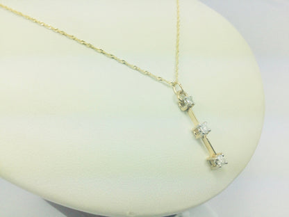 10k Yellow Gold Round Cut 0.24ct Diamond Trinity Row Set Necklace