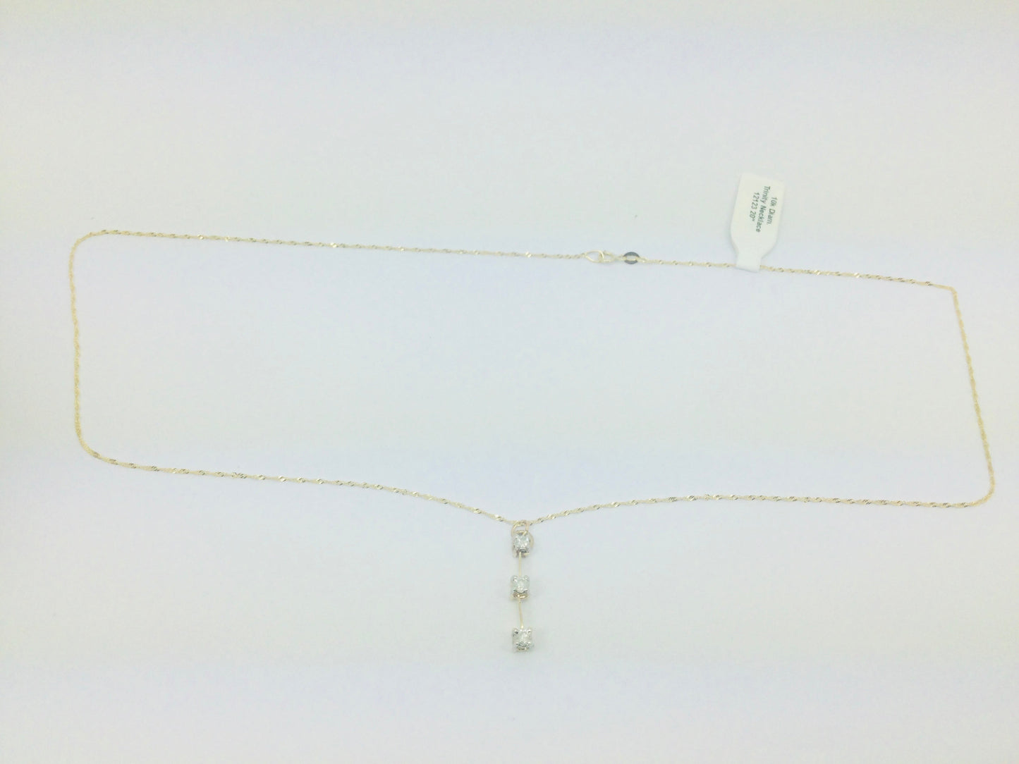 10k Yellow Gold Round Cut 0.24ct Diamond Trinity Row Set Necklace