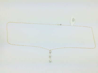 10k Yellow Gold Round Cut 0.24ct Diamond Trinity Row Set Necklace