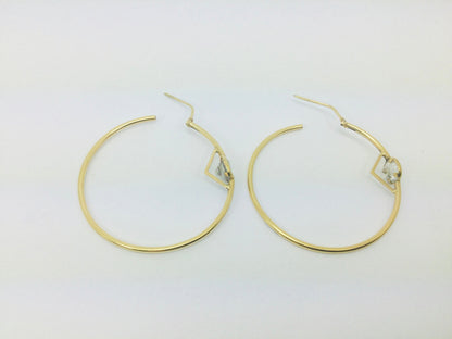14k Yellow Gold Round Cut 7mm Cubic Zirconia (CZ) Hoop Earrings