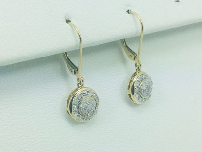10k Yellow Gold Round Cut 34pt Diamond Cluster Earrings