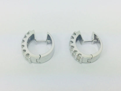 18k White Gold Round Cut 72pt Diamond Row Set Earrings