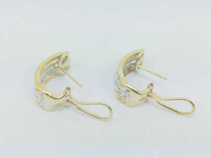 14k Yellow and White Gold Round Cut 45pt Diamond Row Set Earrings