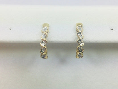 10k Yellow Gold Round Cut 5pt Diamond Row Set Earrings