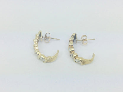 10k Yellow Gold Round Cut 5pt Diamond Row Set Earrings