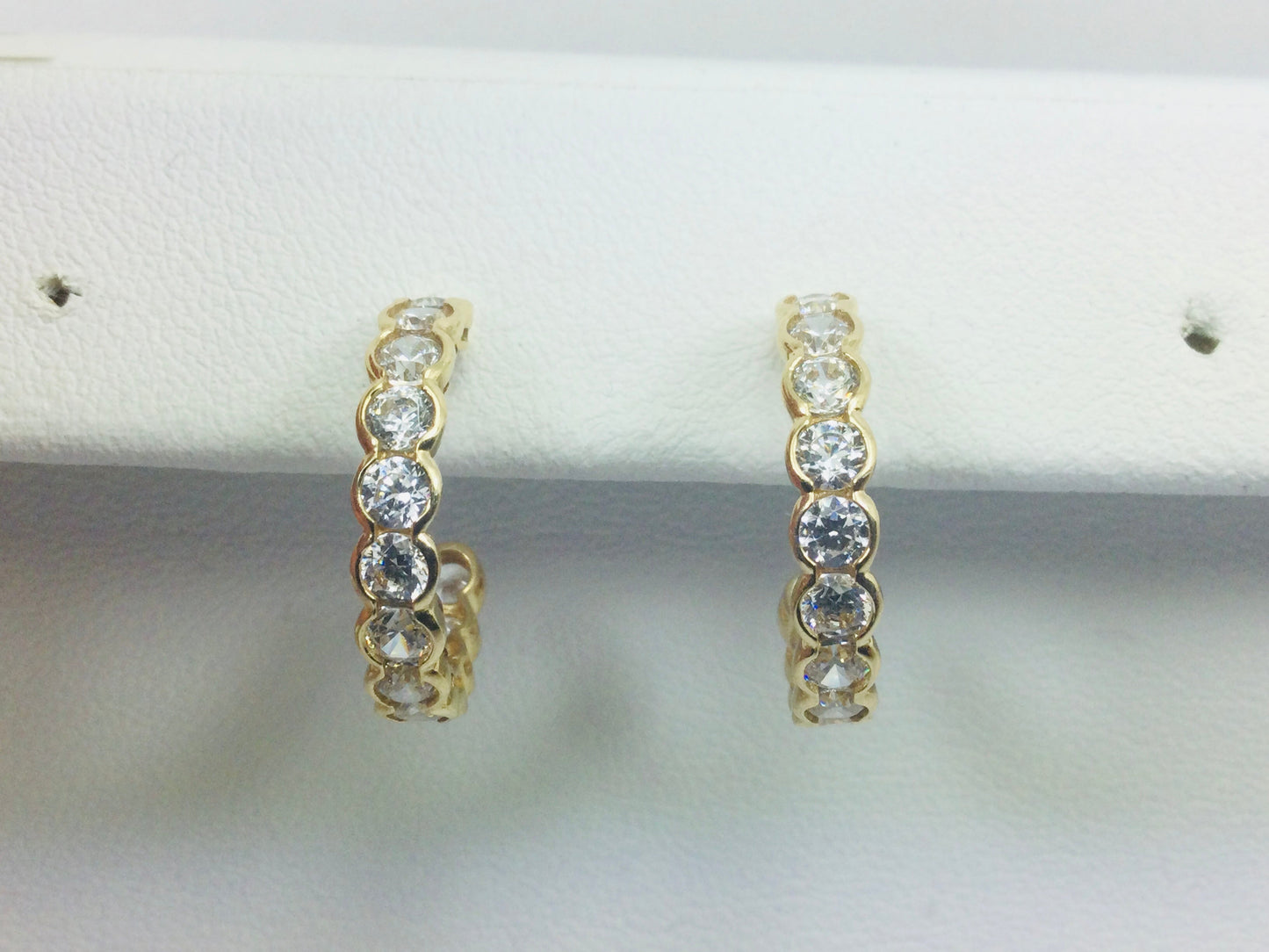 14k Yellow Gold Round Cut Cubic Zirconia (CZ) Earrings