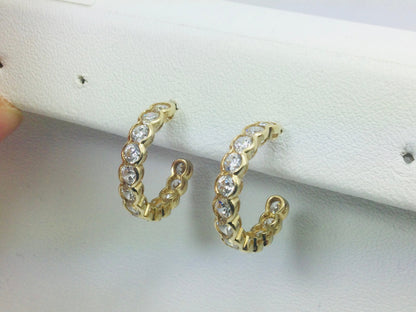 14k Yellow Gold Round Cut Cubic Zirconia (CZ) Earrings