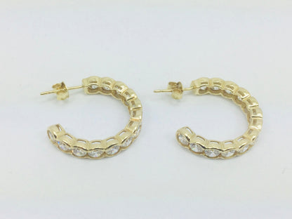 14k Yellow Gold Round Cut Cubic Zirconia (CZ) Earrings