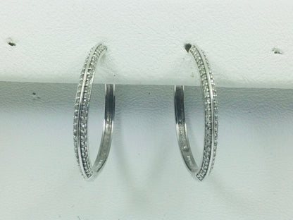 14k White Gold Round Cut 50pt Diamond Hoop Earrings