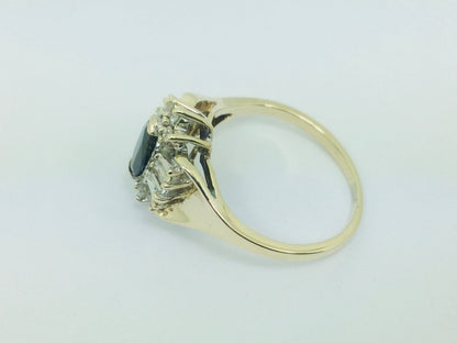 10k Yellow Gold Marquise Cut 50pt Sapphire & 19pt Diamond Ring