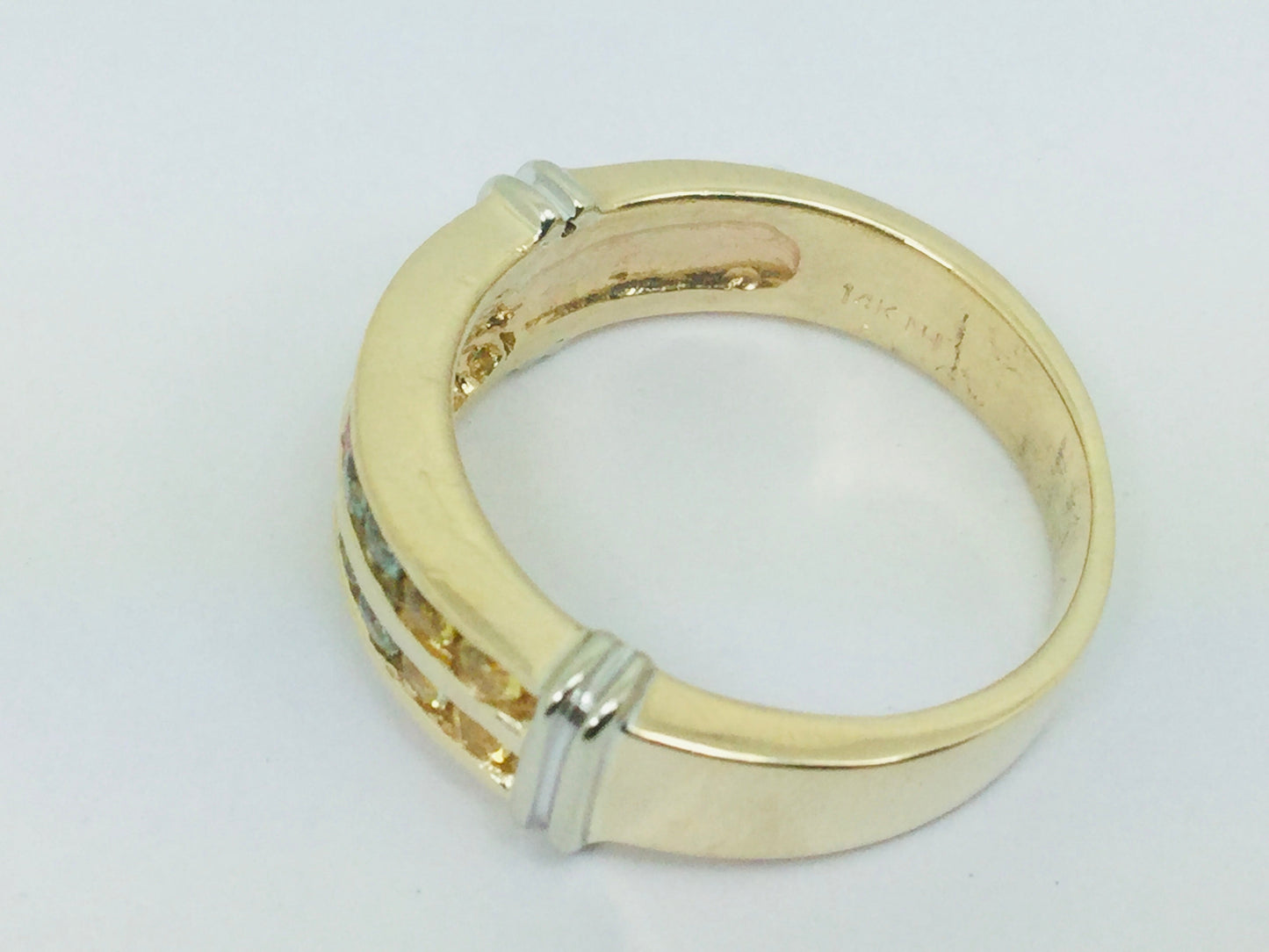 14k Yellow Gold Multi Color Blue Pink Yellow Aqua Topaz Ring