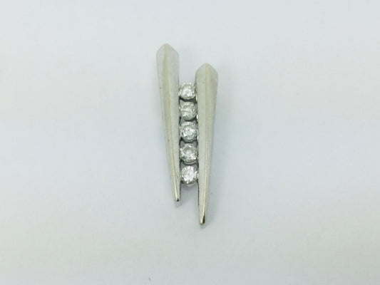 14k White Gold Round Cut 20pt Diamond Channel Set Pendent
