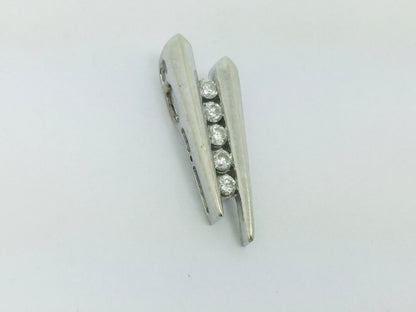 14k White Gold Round Cut 20pt Diamond Channel Set Pendent
