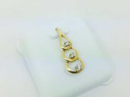 14k Yellow Gold Round Cut 9pt Diamond Trilogy Teardrop Pendent