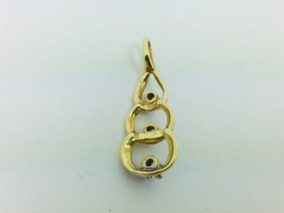 14k Yellow Gold Round Cut 9pt Diamond Trilogy Teardrop Pendent