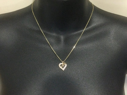 10k Yellow Gold Round Cut 17pt Diamond Heart I Love You Pendent / Charm