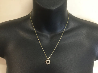 10k Yellow Gold Round Cut 8pt Diamond Heart Pendent
