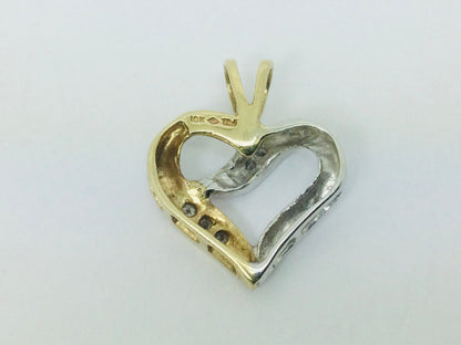 10k White and Yellow Gold Round Cut 5pt Diamond Heart Pendent