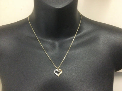 10k White and Yellow Gold Round Cut 5pt Diamond Heart Pendent