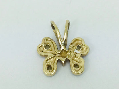 10k Yellow Gold Round Cut 4pt Diamond Butterfly Pendent