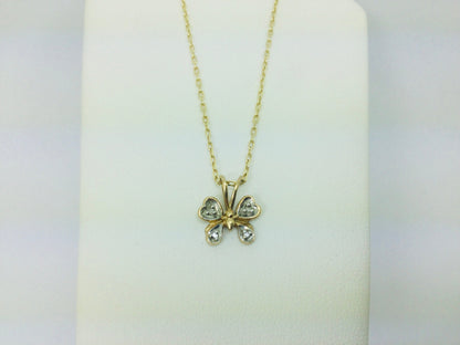 10k Yellow Gold Round Cut 4pt Diamond Butterfly Pendent