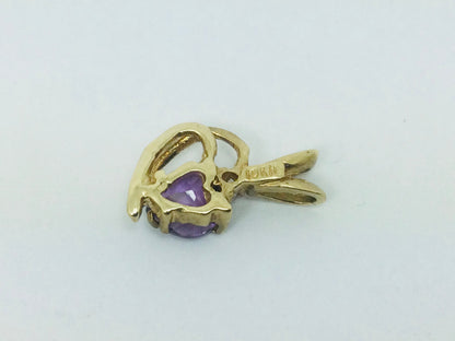 10k Yellow Gold Heart Cut Amethyst & 1pt Diamond Pendent