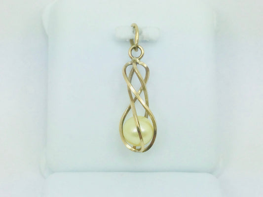 10k Yellow Gold Pearl Twisted Pendent