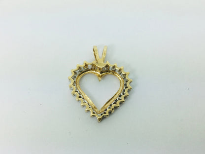 14k Yellow Gold Round Cut 24pt Diamond Heart Pendent