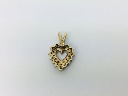 10k Yellow Gold Round Cut 26pt Diamond Heart Pendent