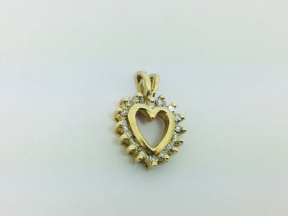 14k Yellow Gold Round Cut 24pt Diamond Heart Pendent