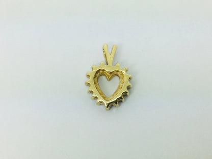 14k Yellow Gold Round Cut 24pt Diamond Heart Pendent